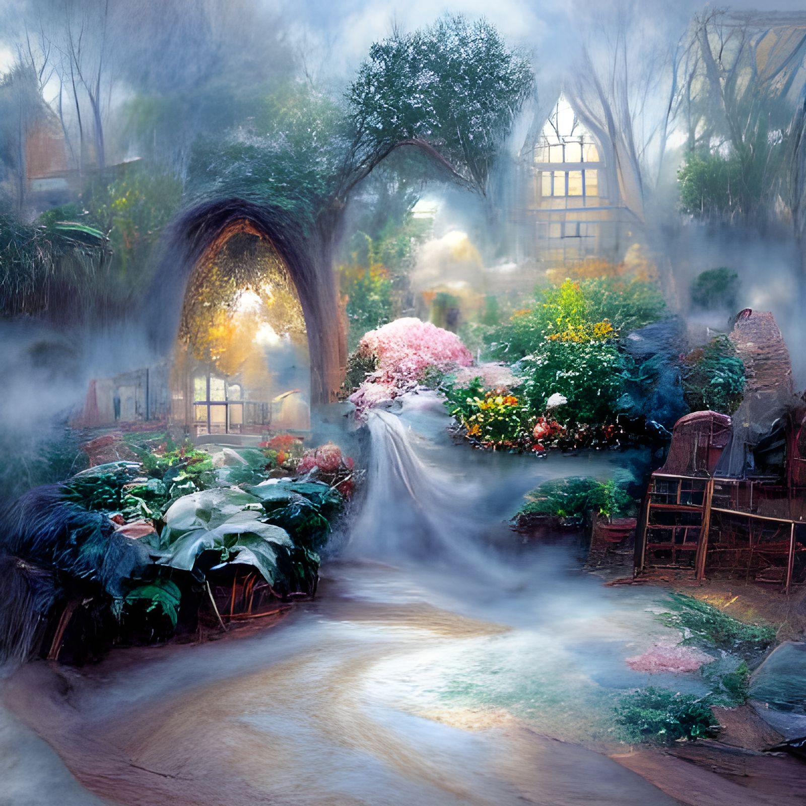 Ethereal Secret Garden in Fantasy Style