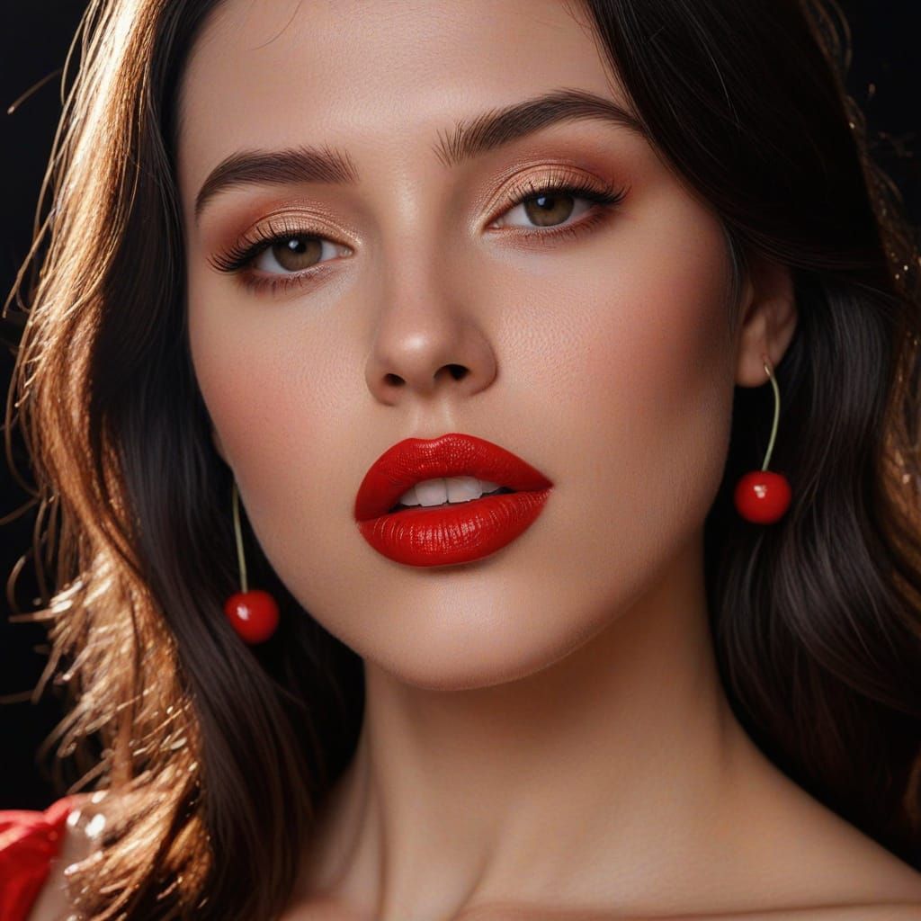 Sensual Cherry Bite in Neon Light