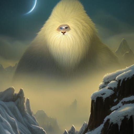 Mystical Yeti Portrait in Snowy Mountains