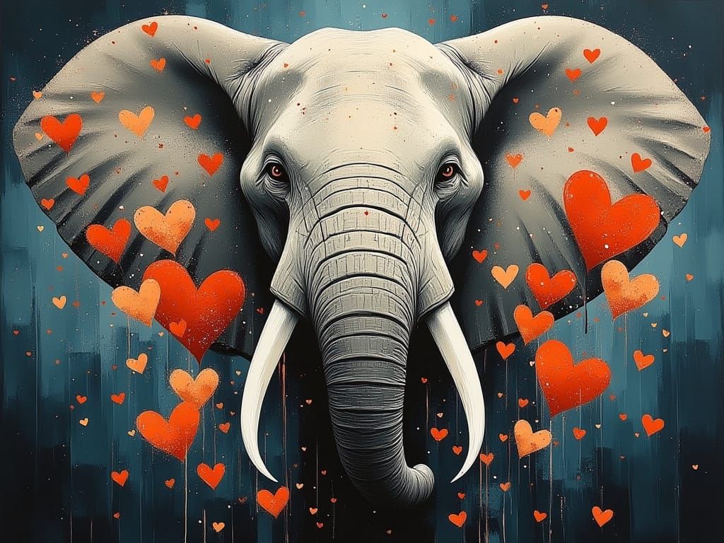 Elephant as a Soft Oil Painting