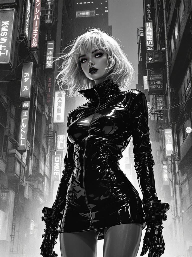 Cyberpunk Pin-Up in Style of Otomo and Sorayama