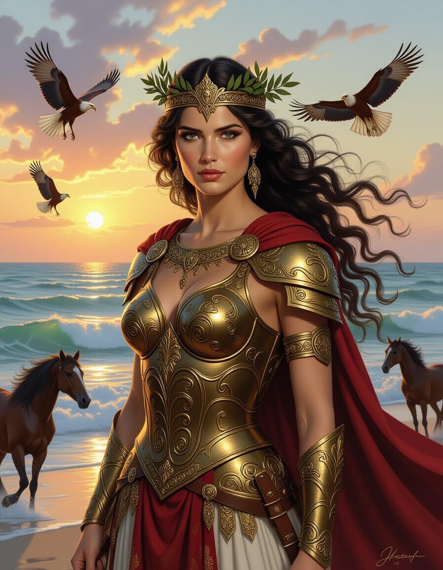 Smyrna, Amazon Warrior, in Mythic Heroic Portrait