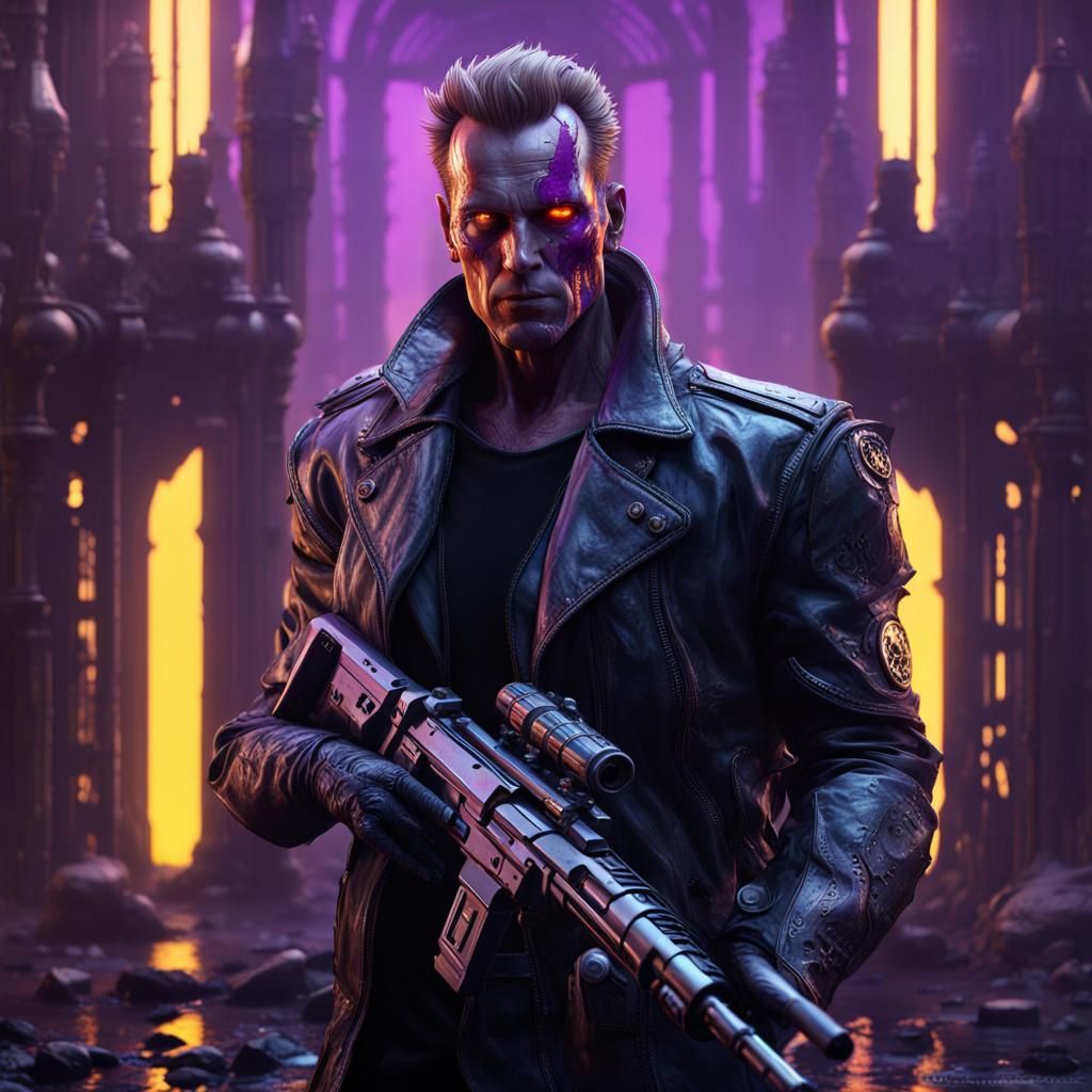 T-800 in Dark Fantasy Style