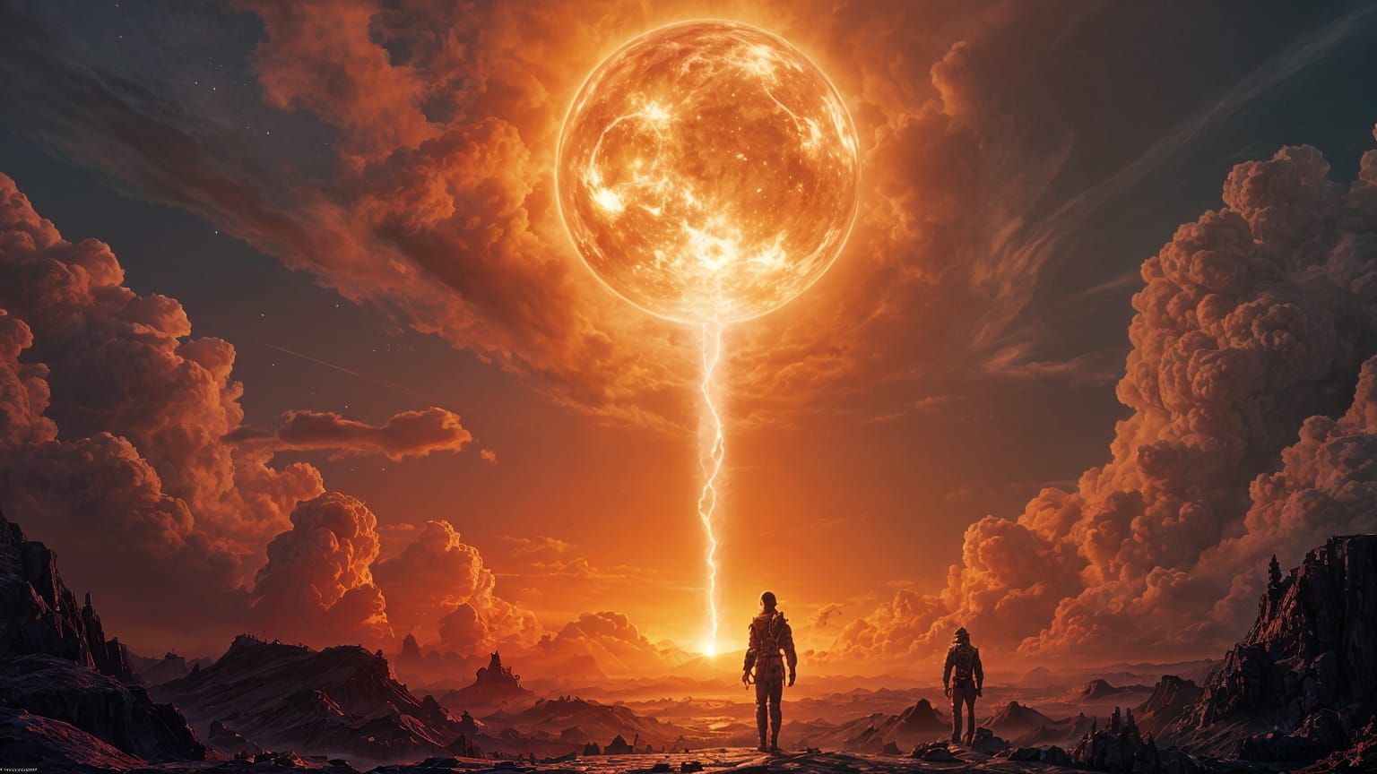 Angel of Light in Atomic Hellscape Painting