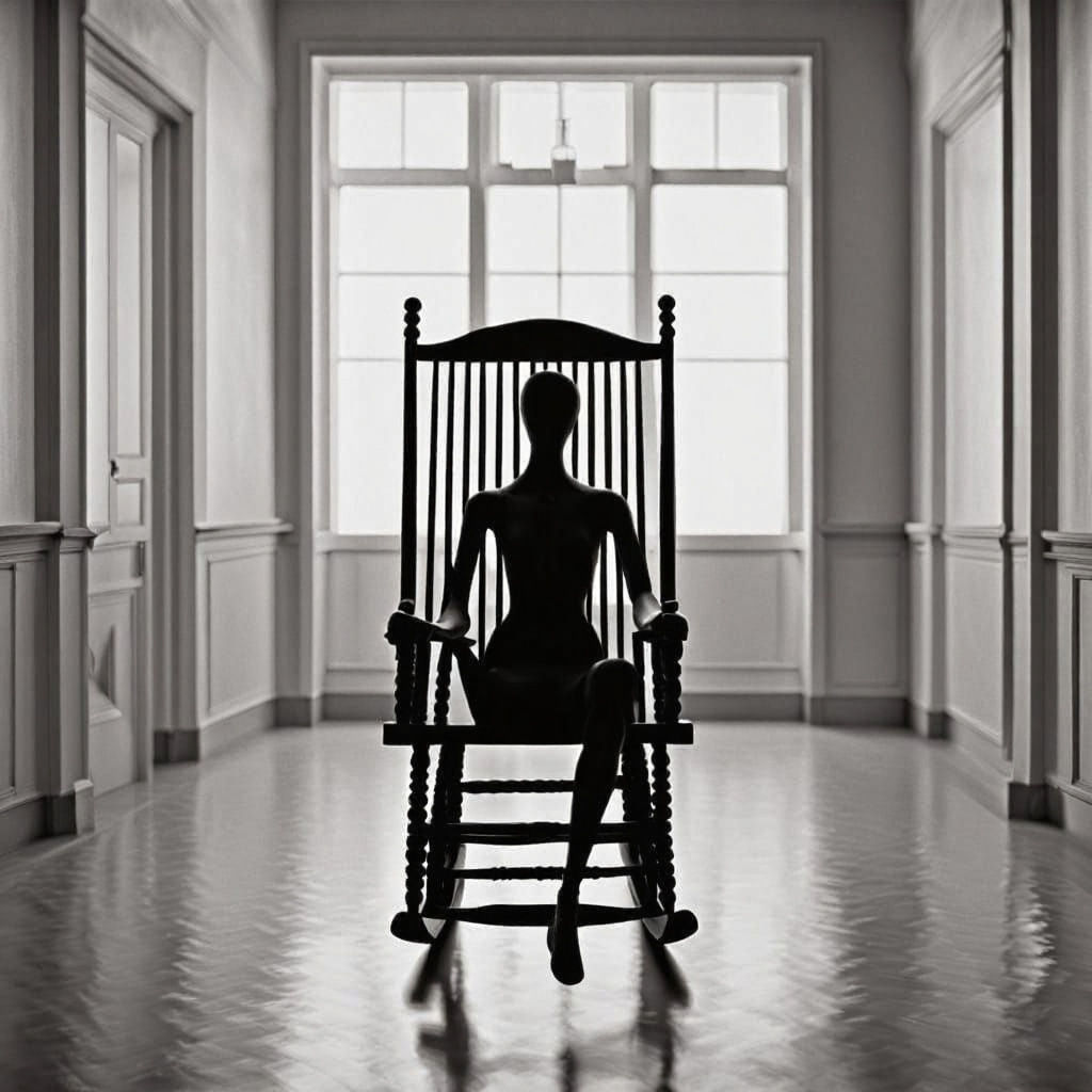 Monochrome Mannequin in Hallway: Long Exposure Fine Art