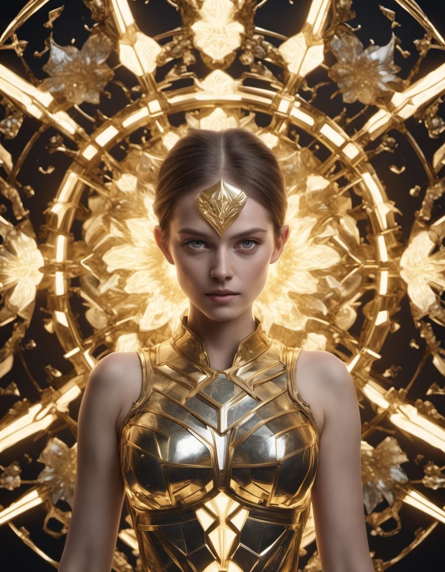 Futuristic Shield of Light with Flower of Life