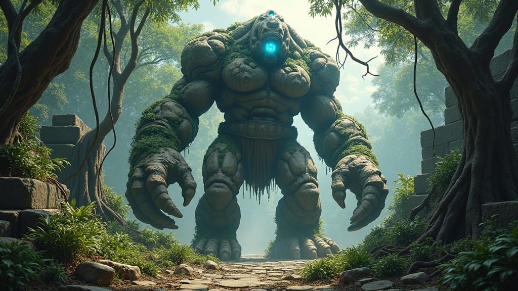 Jungle Golem Stands Guard over Ancient Ruins