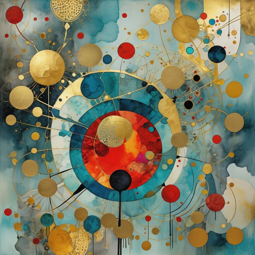 Ink Splashes in Psychedelic Folk Art Style