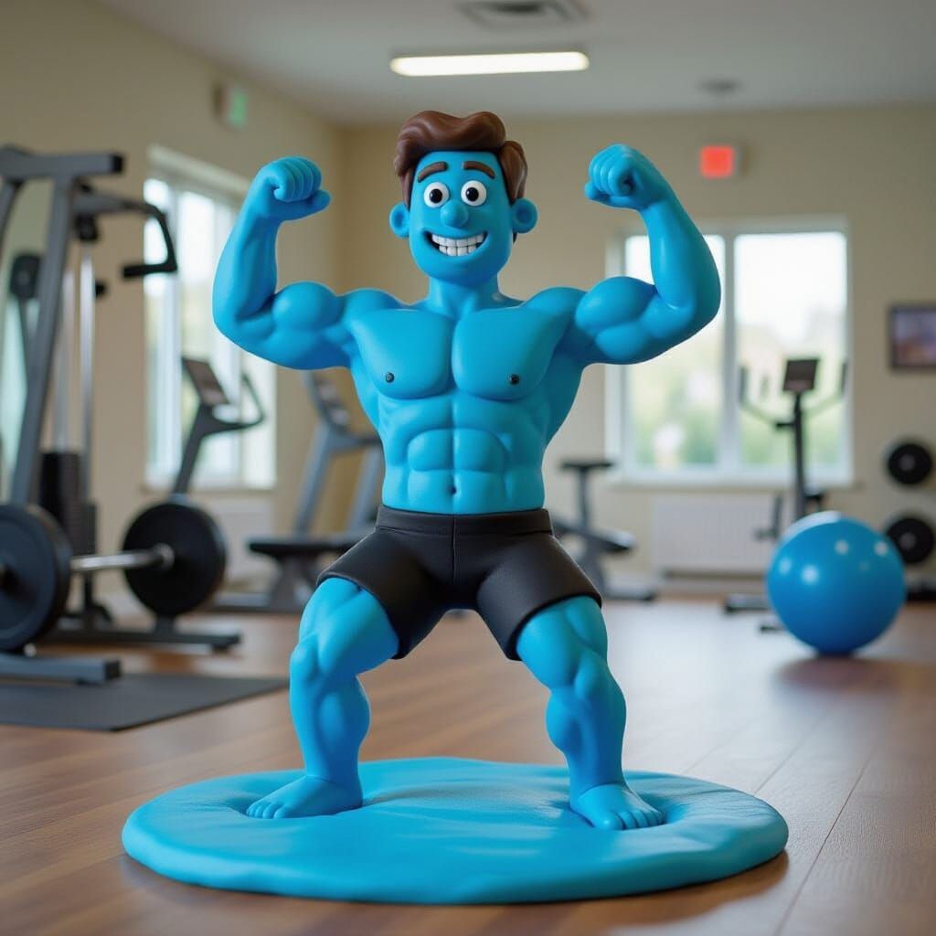 Playful Playdough Gym-Bro Flexing