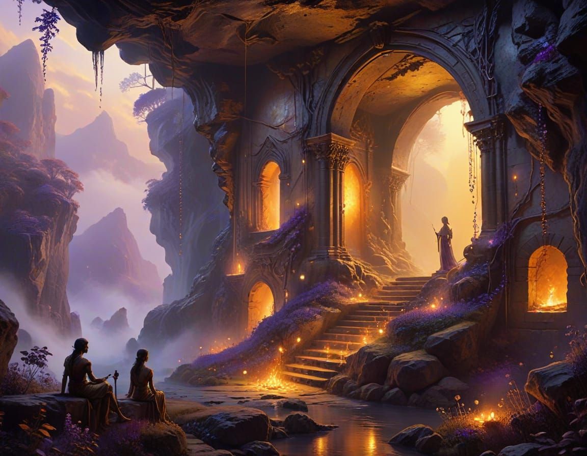 Ethereal Cave Shadows: A Surrealist Vision