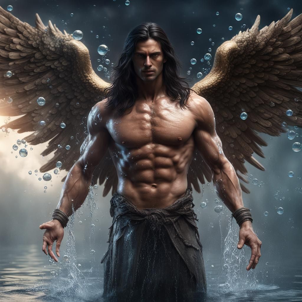 Mystical Angel in Water Bubble: Detailed Matte Painting