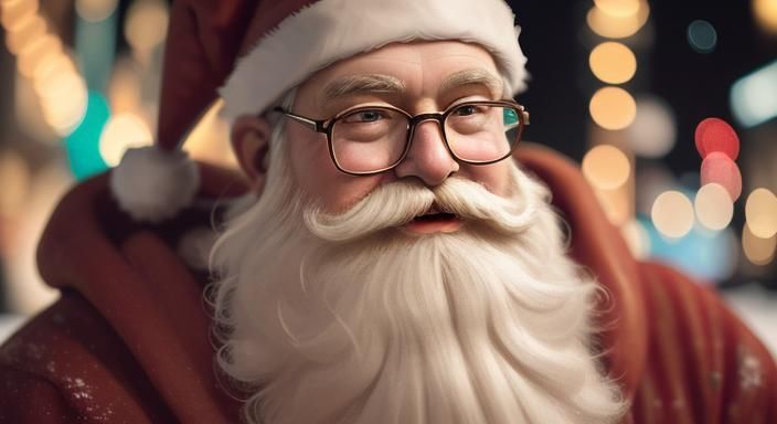 Hyperrealistic Hipster Santa in Fluid Art Style