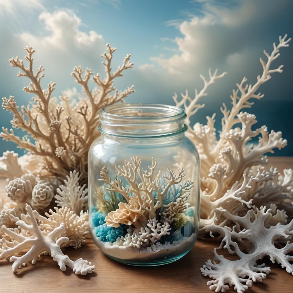 Barrier Reef in Glass Jar: Dreamlike Surrealism