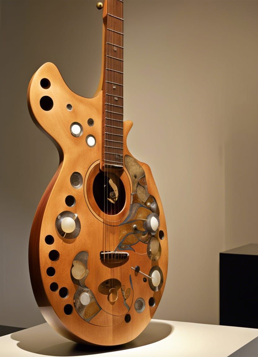 Surreal Guitar Sculpture with Pearl Inlays
