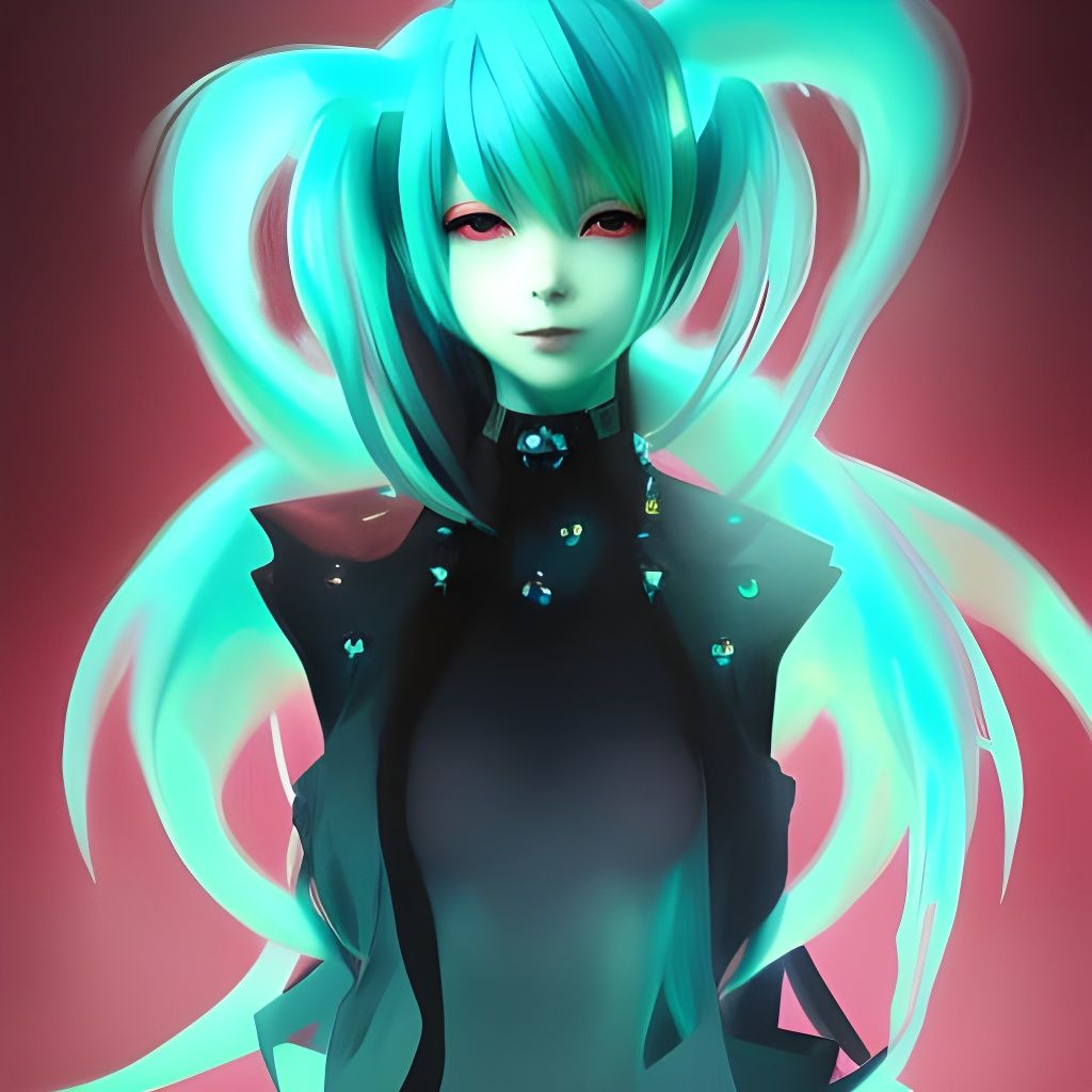 Demonic Hatsune Miku Portrait in Art Nouveau Style