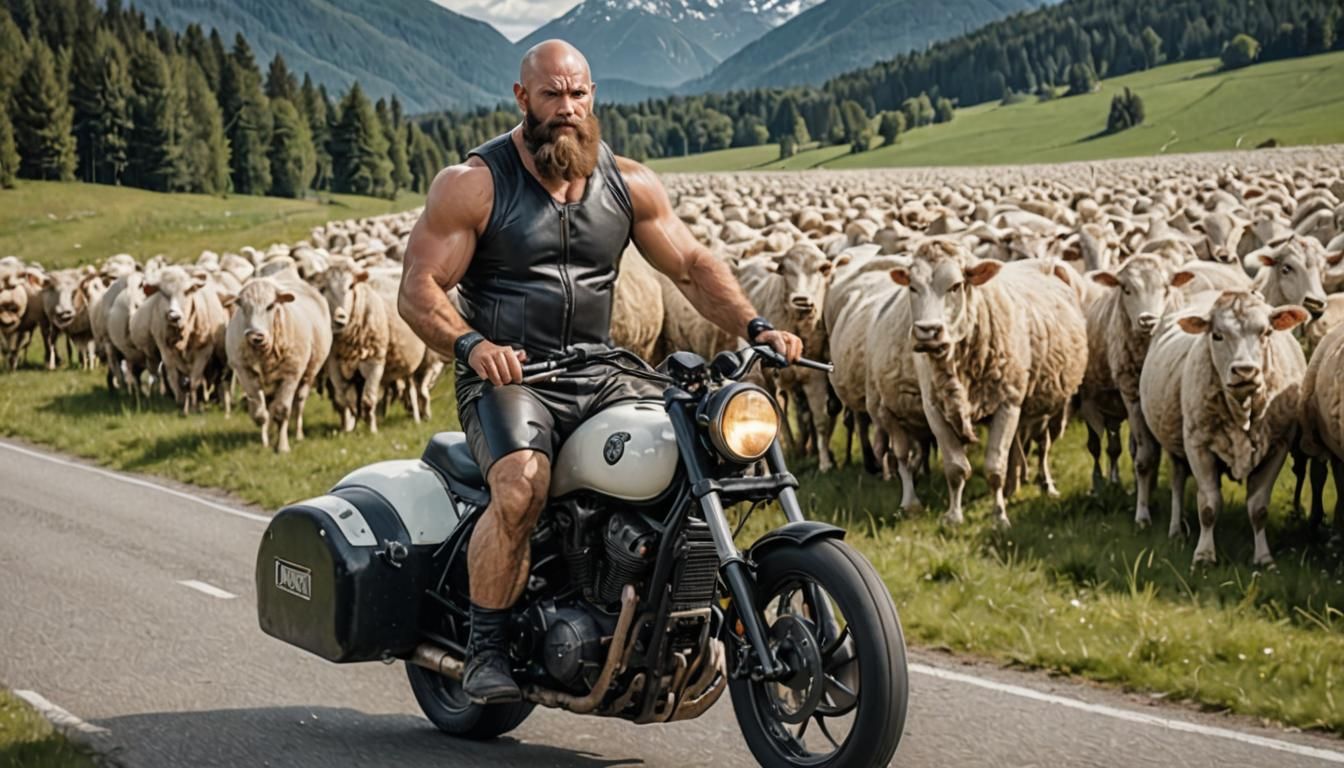 Bavarian Milkman on Motorcycle, 8K Resolution