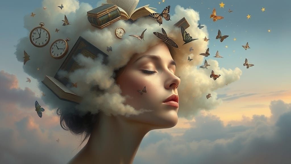 Surreal Portrait of Dissolving Mind in Dreamscape