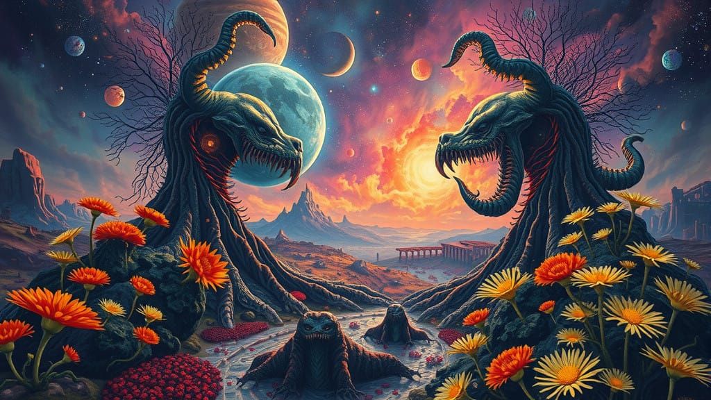 Ethereal Apocalypse in Neon Hues