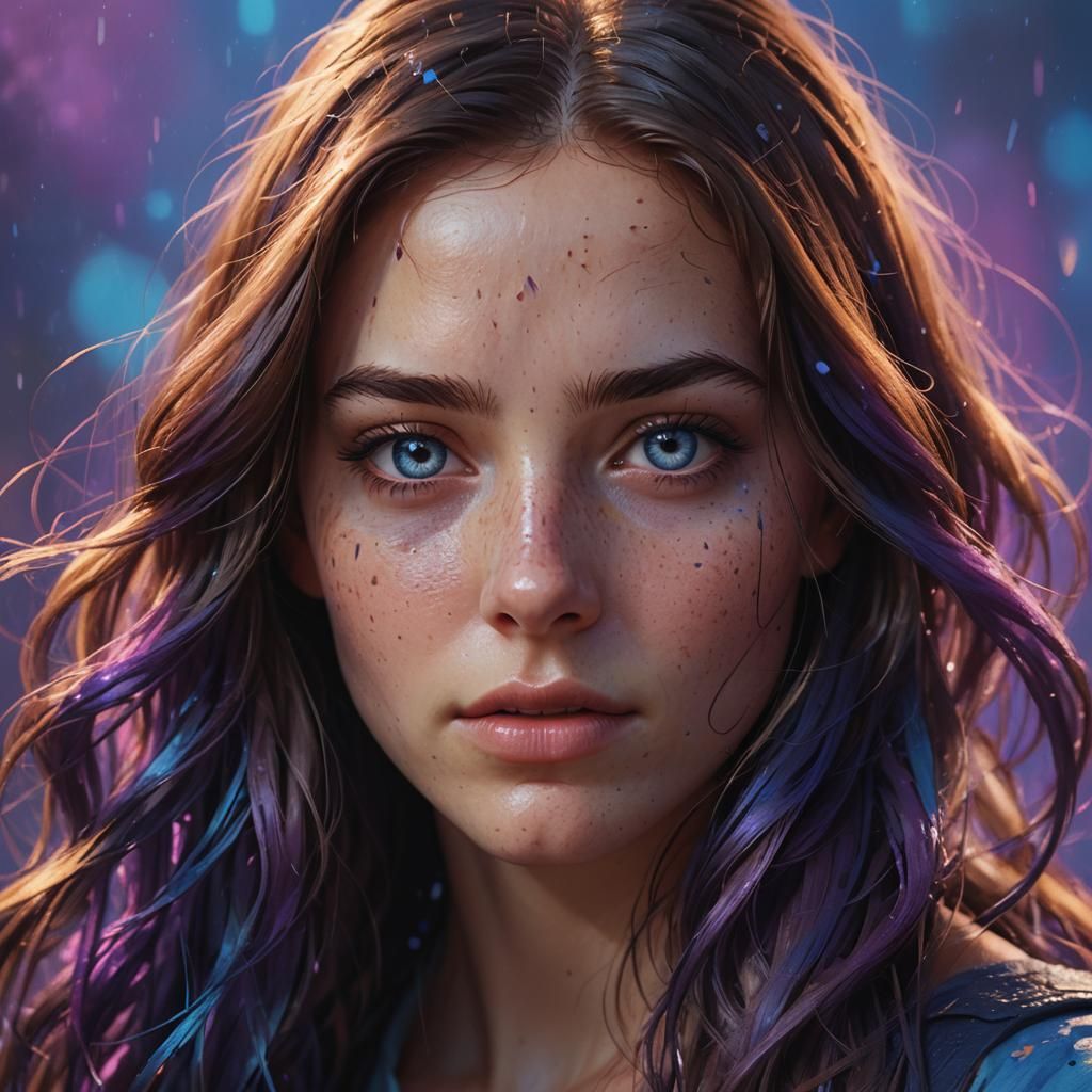 Girl with Expressive Eyes in Hyperrealistic Style