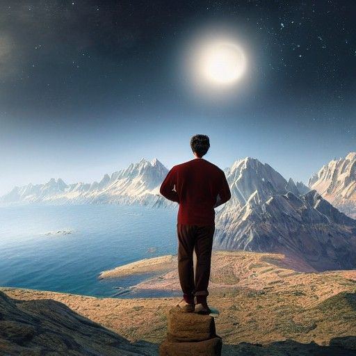 Person Near God: Detailed Matte Painting