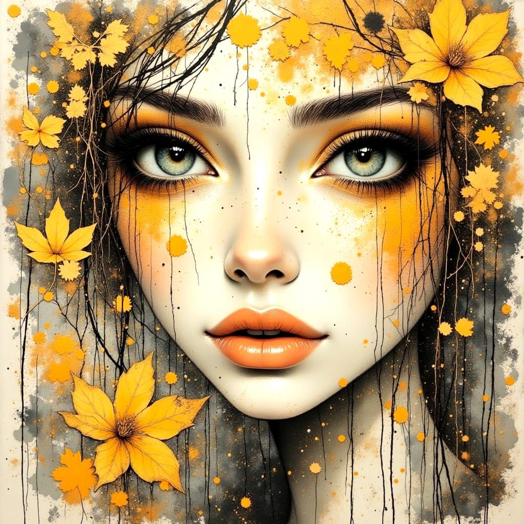 Autumn Landscape with Goldenrod and Honeysuckle in Oil