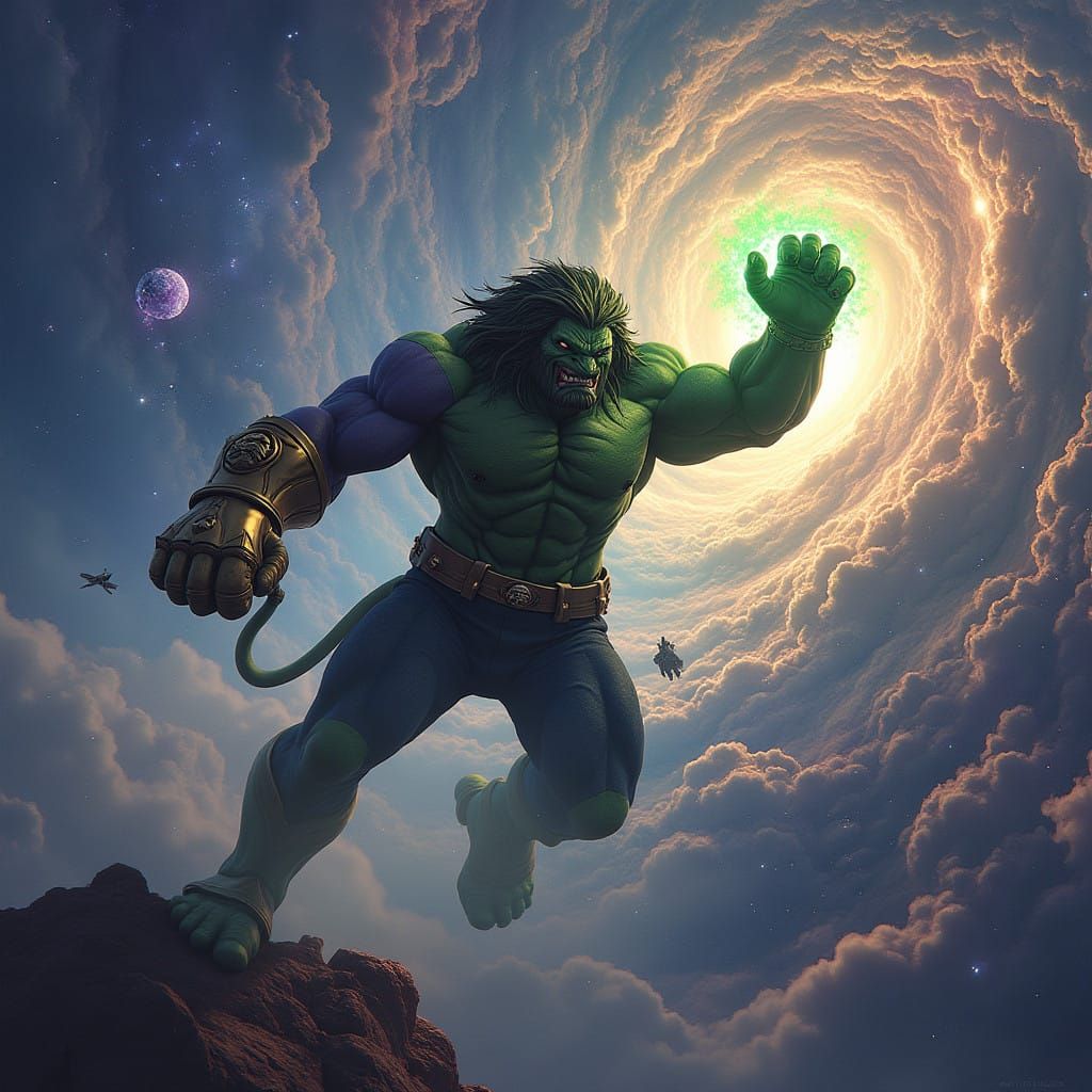 Epic Fusion of Thanos and Hulk in Lion Body, Exploring the M...