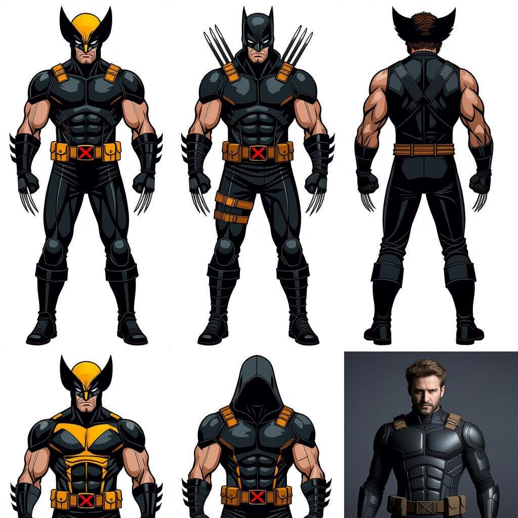Black Noir Wolverine Uniform in Cinematic Concept Art Style