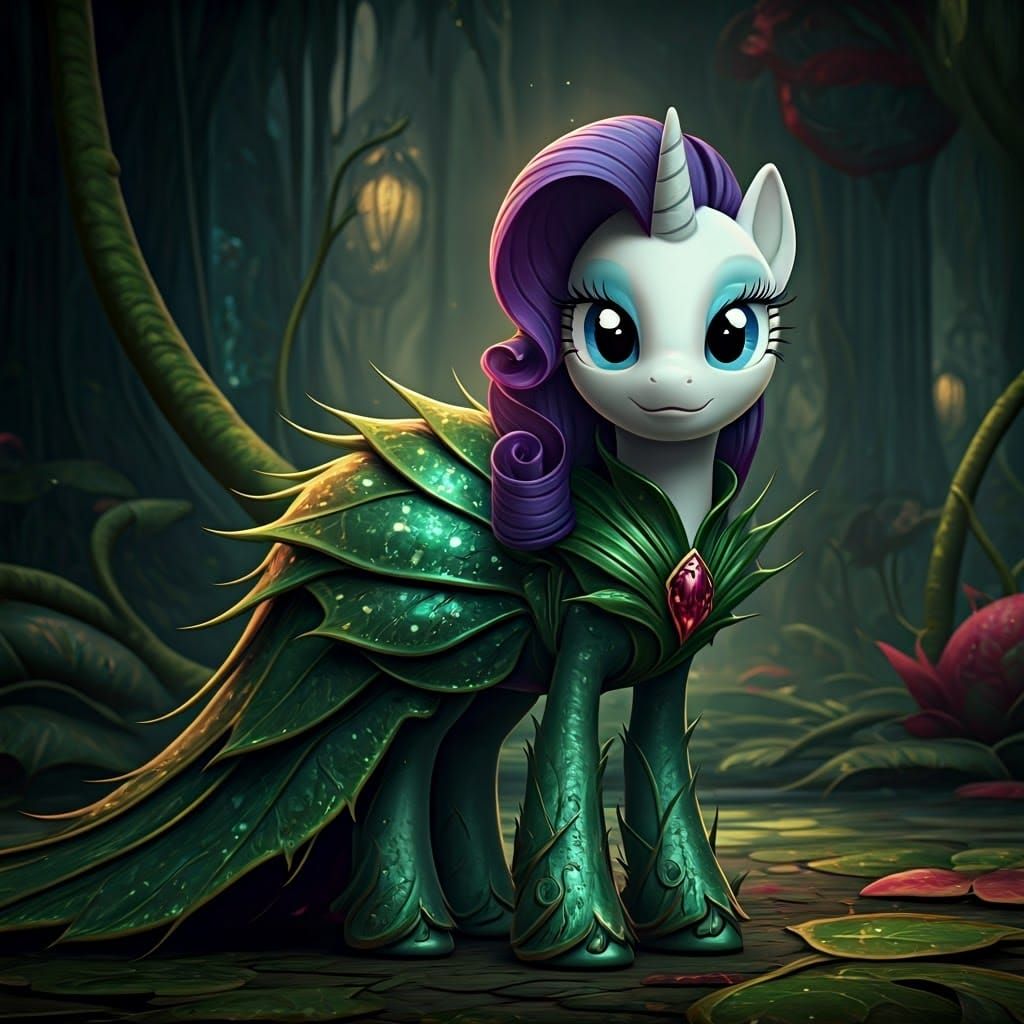 Elegant Unicorn in Venus Flytrap Gown