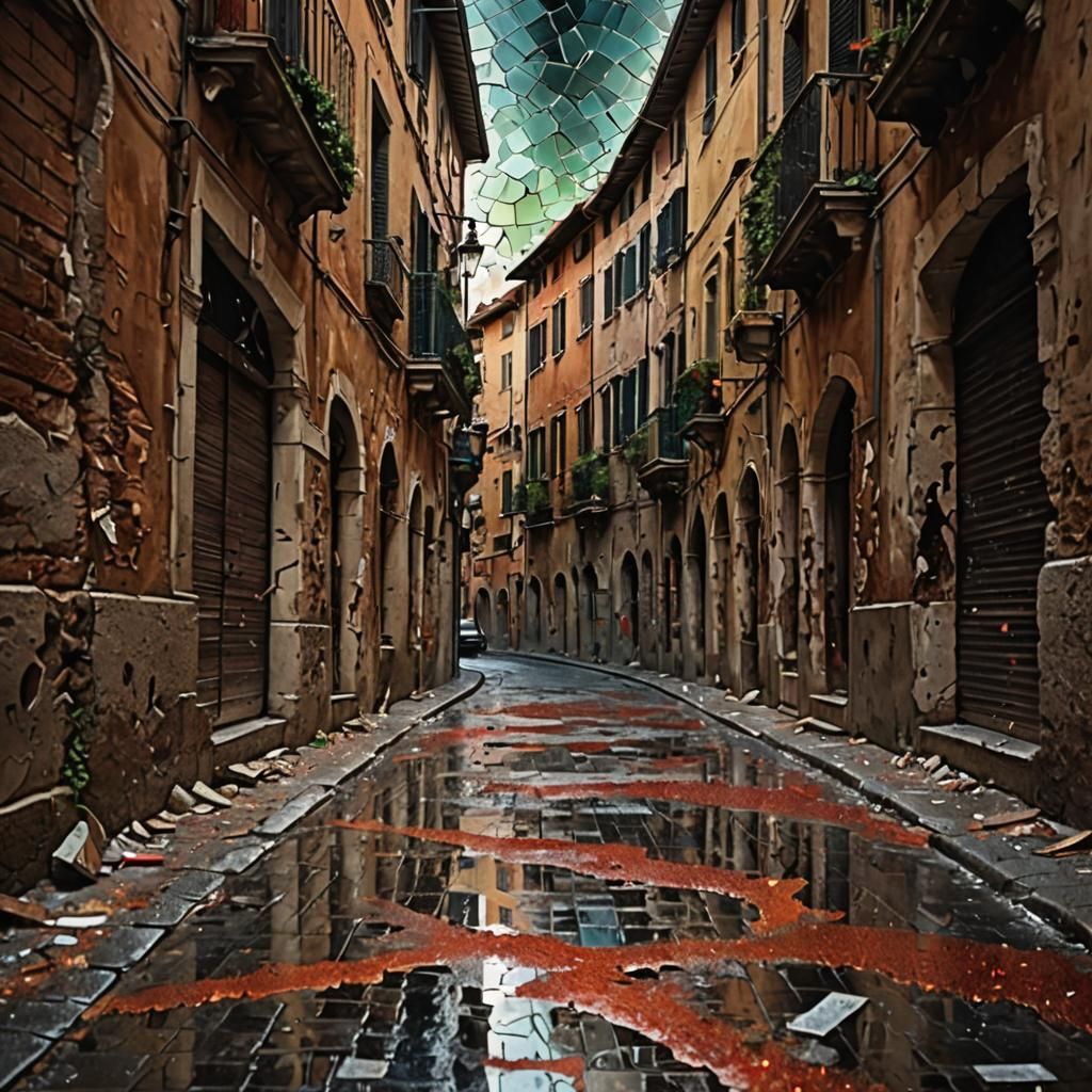 Horror Movie Scene in Verona: Broken Glass Effect