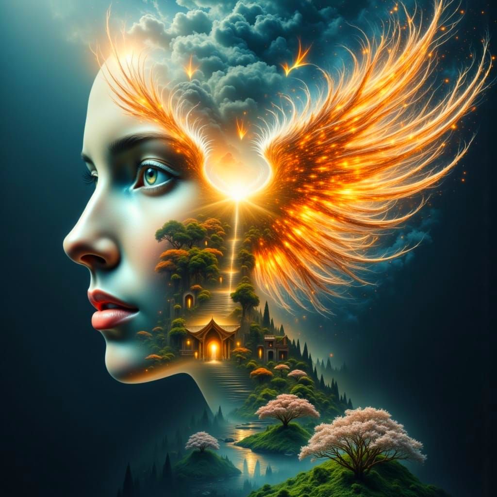 Guardian Angels in Paradise with Shimmering Wings