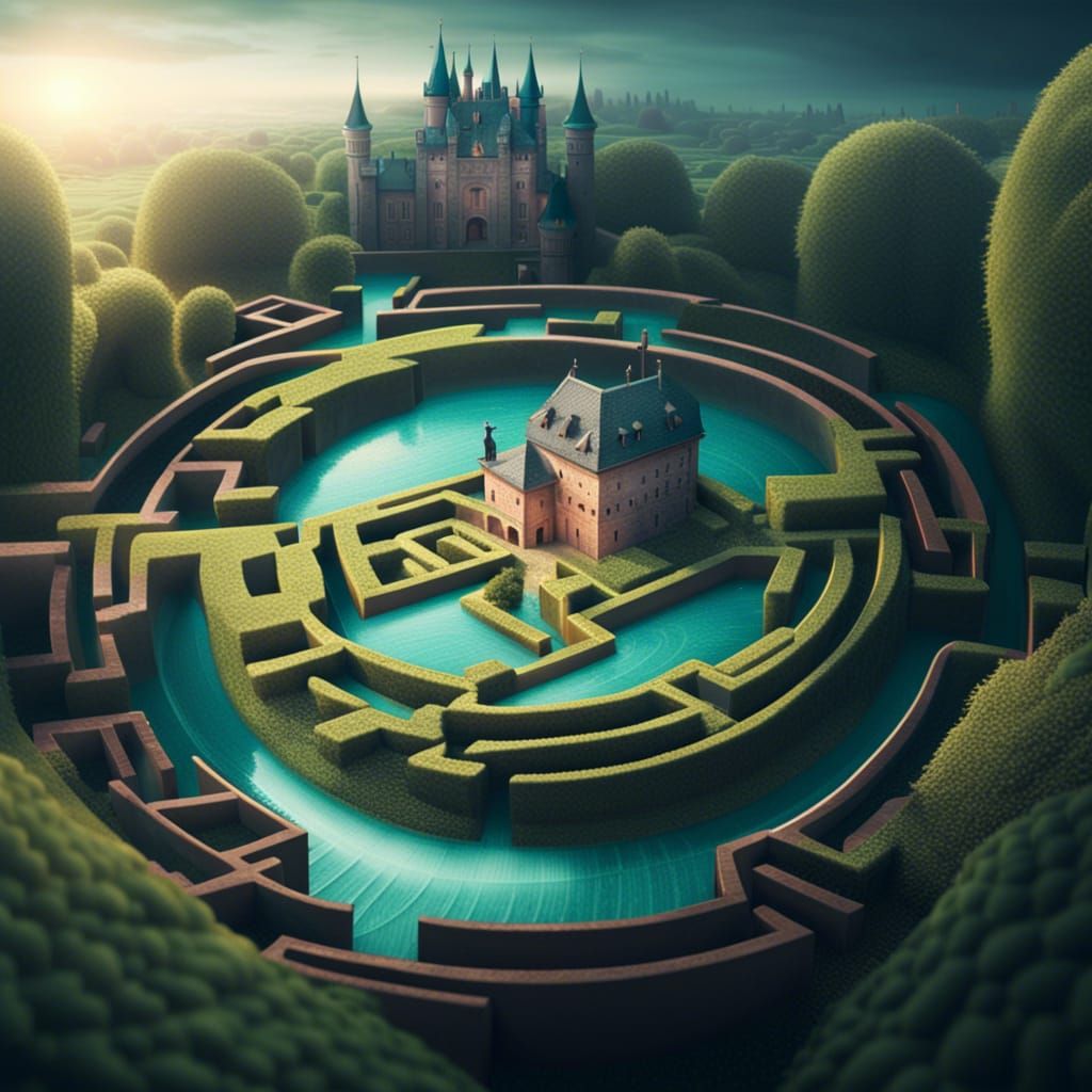 Surreal Maze Castle with Eyeball Detail