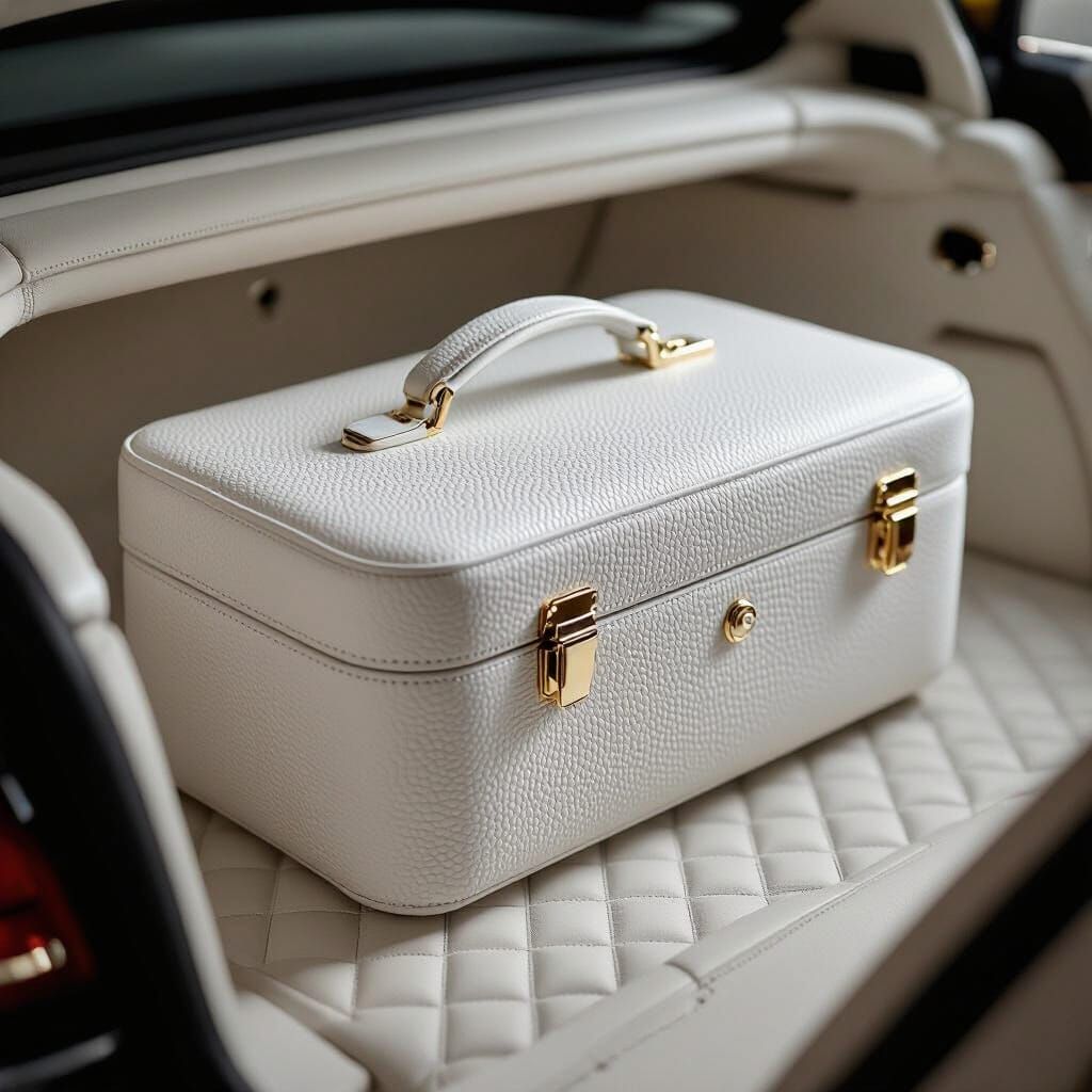 Elegant White Stingray Leather Car Trunk Organizer Valise