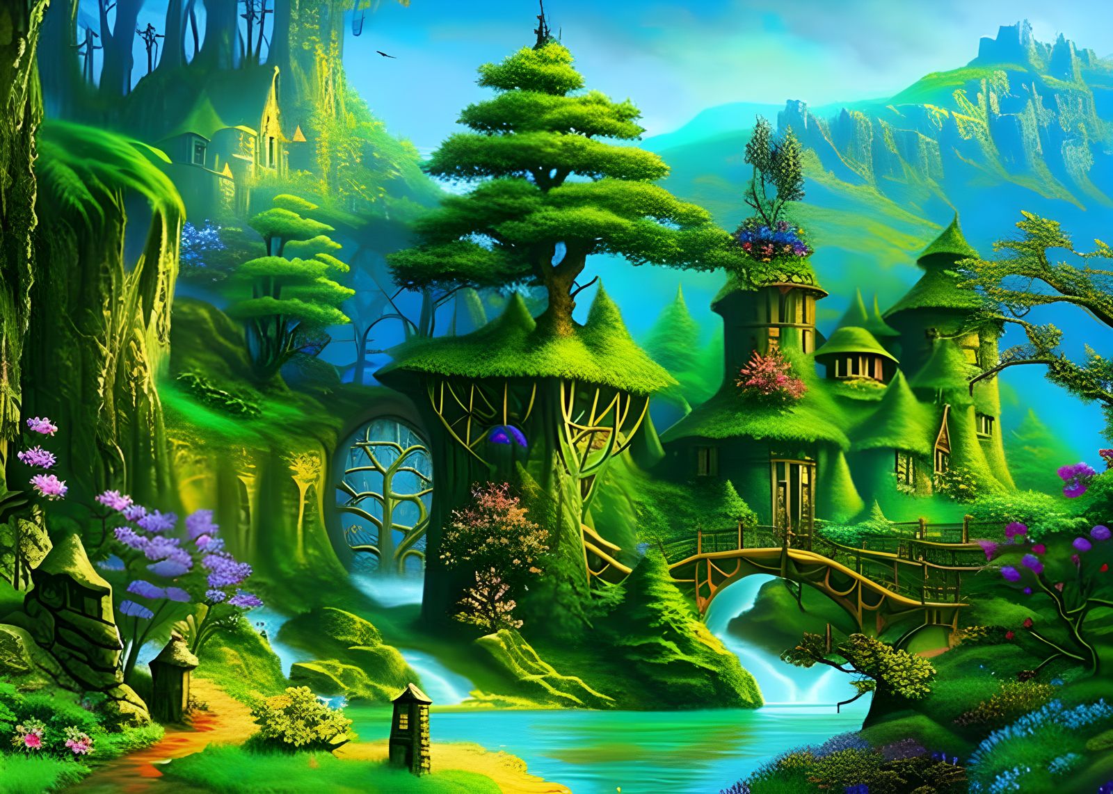 Enchanted Tree-City: Goblincore Village in Mystical Woods
