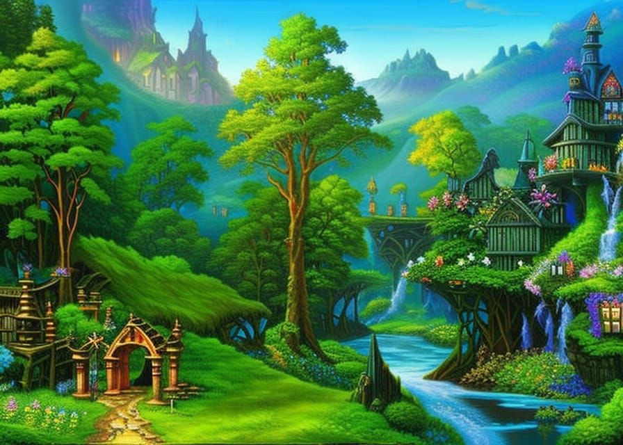 Enchanted Treehouse Village in Mystical Woods