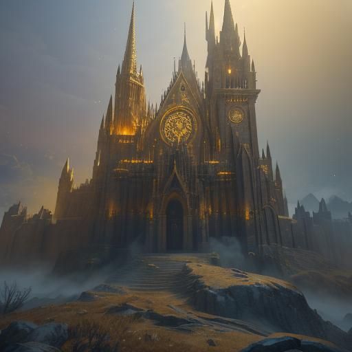 Glinting Gold on Ancient Stone: Fantasy Art