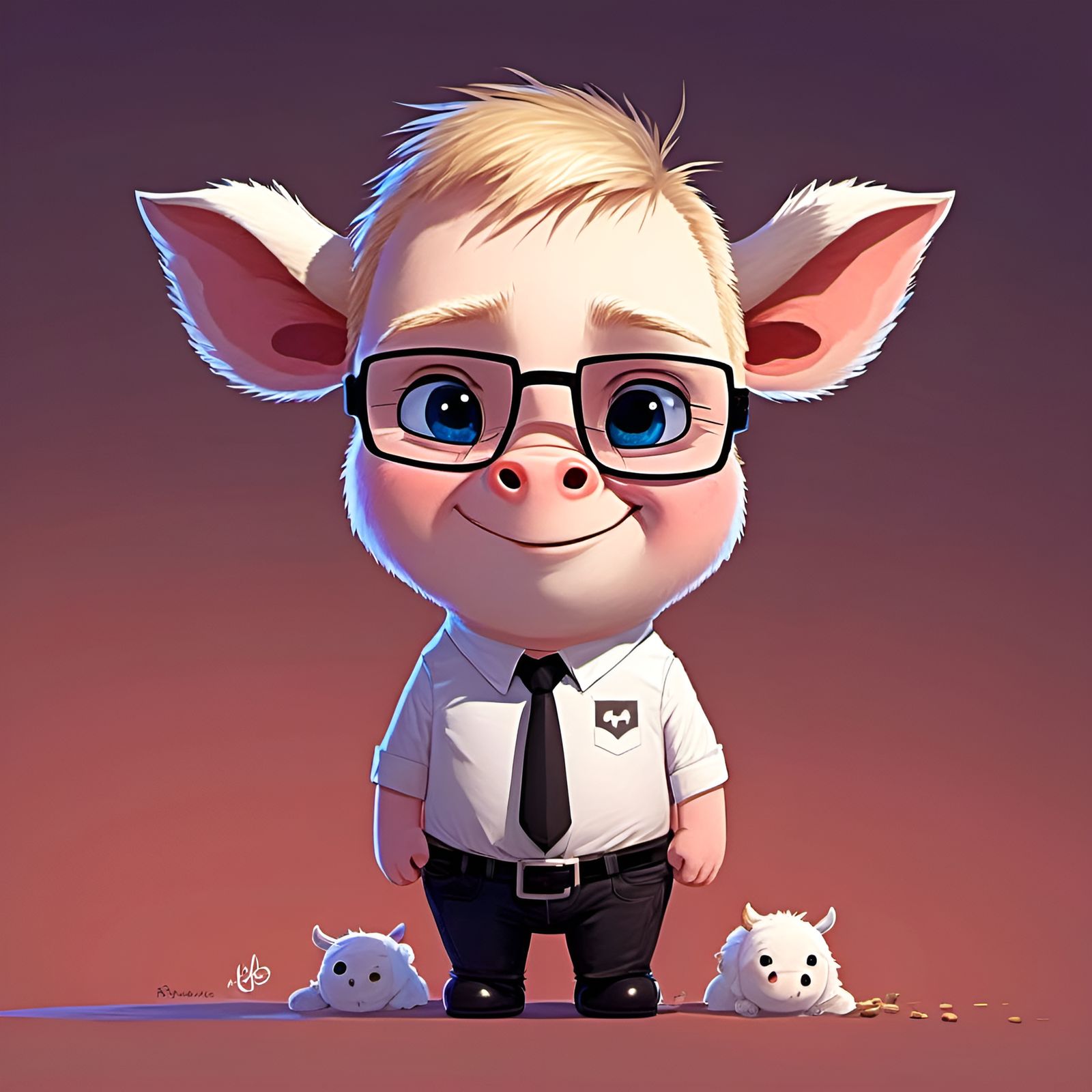 Adorable Anthropomorphic Cow with Intricate Details