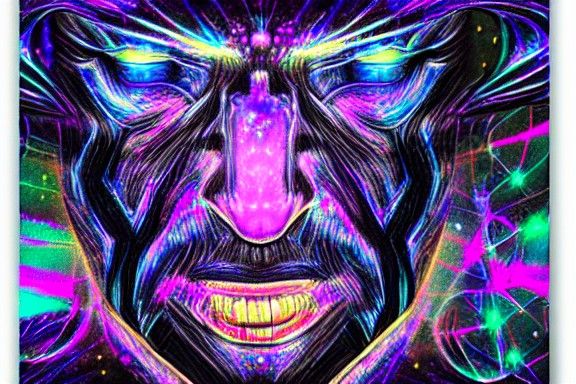 Cosmic Frost Beast in Mixed Media Illustration