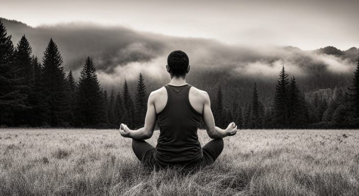 Meditative Figure in Breathtaking Hyperrealistic Landscape