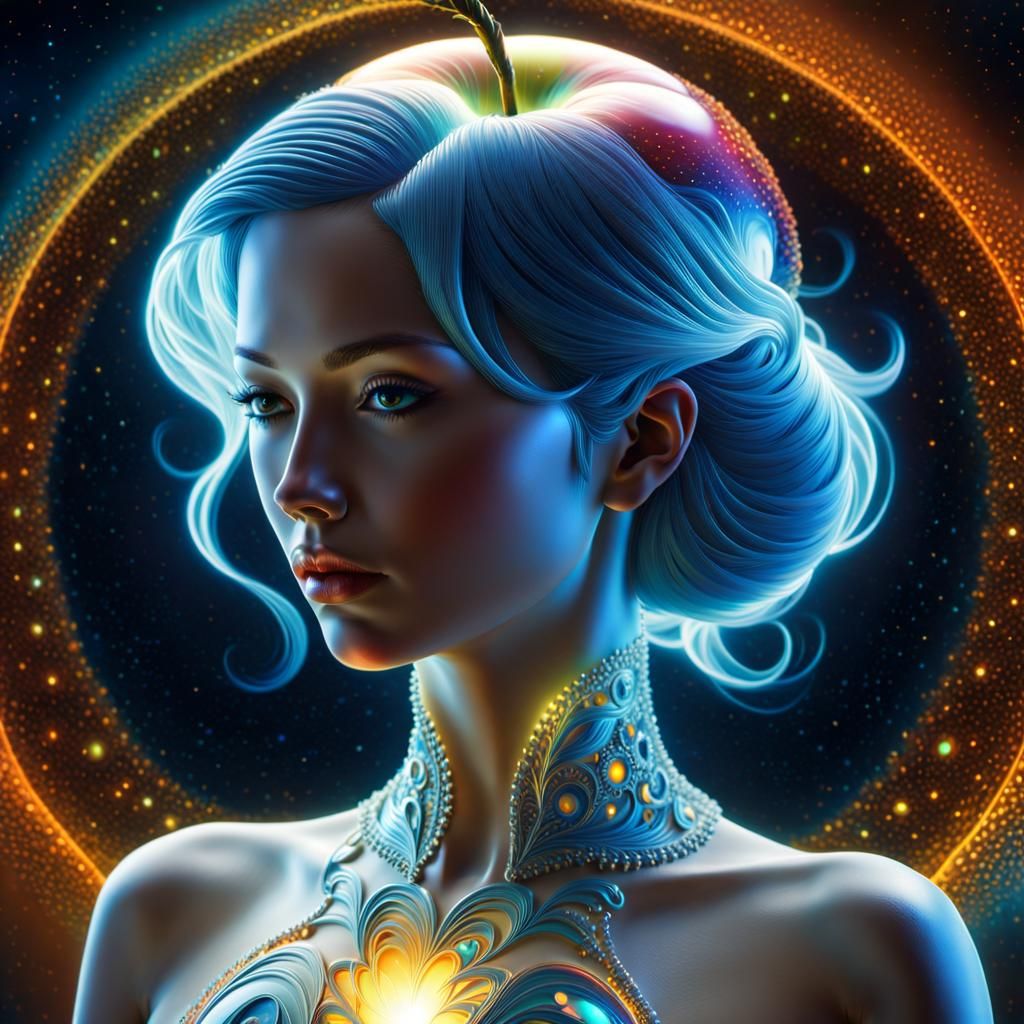 Celestial Apple Woman in Fractal Style