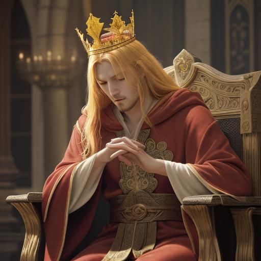 Sleeping King Arthur in a Grand Medieval Hall