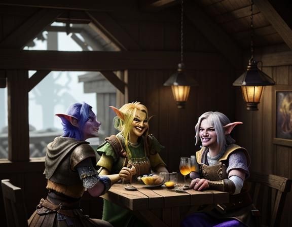 Goblins in Tavern Enjoying Cocktails: 3D Game Cinematic