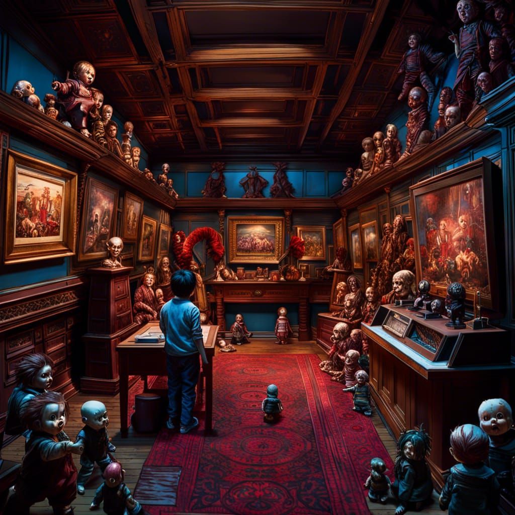 Creepy Chucky Doll Museum in Steampunk Style