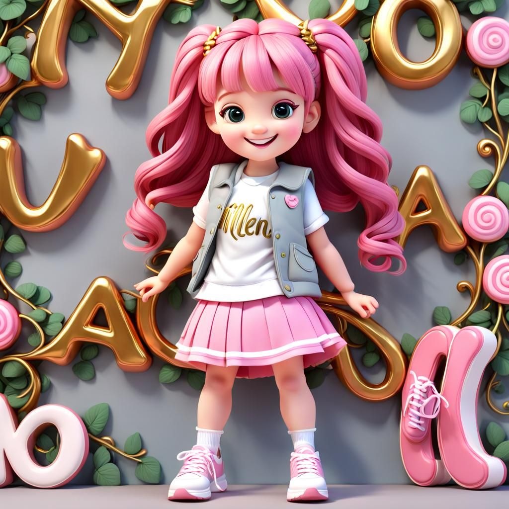 stylized 3D character, lovely little girl with cute face, sm...