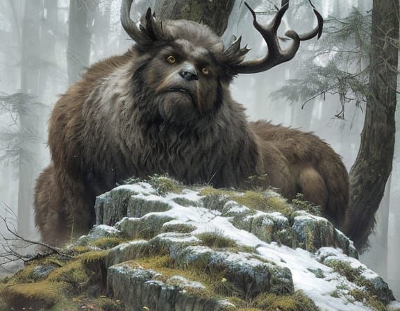 Ethereal Bigfoot in Mystical Forest, Watercolor Style