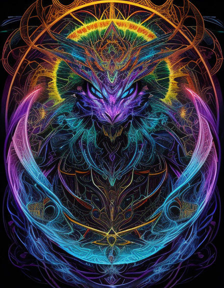 Vibrant Neo-Expressionist Oil Painting of a Mystical Bird-In...