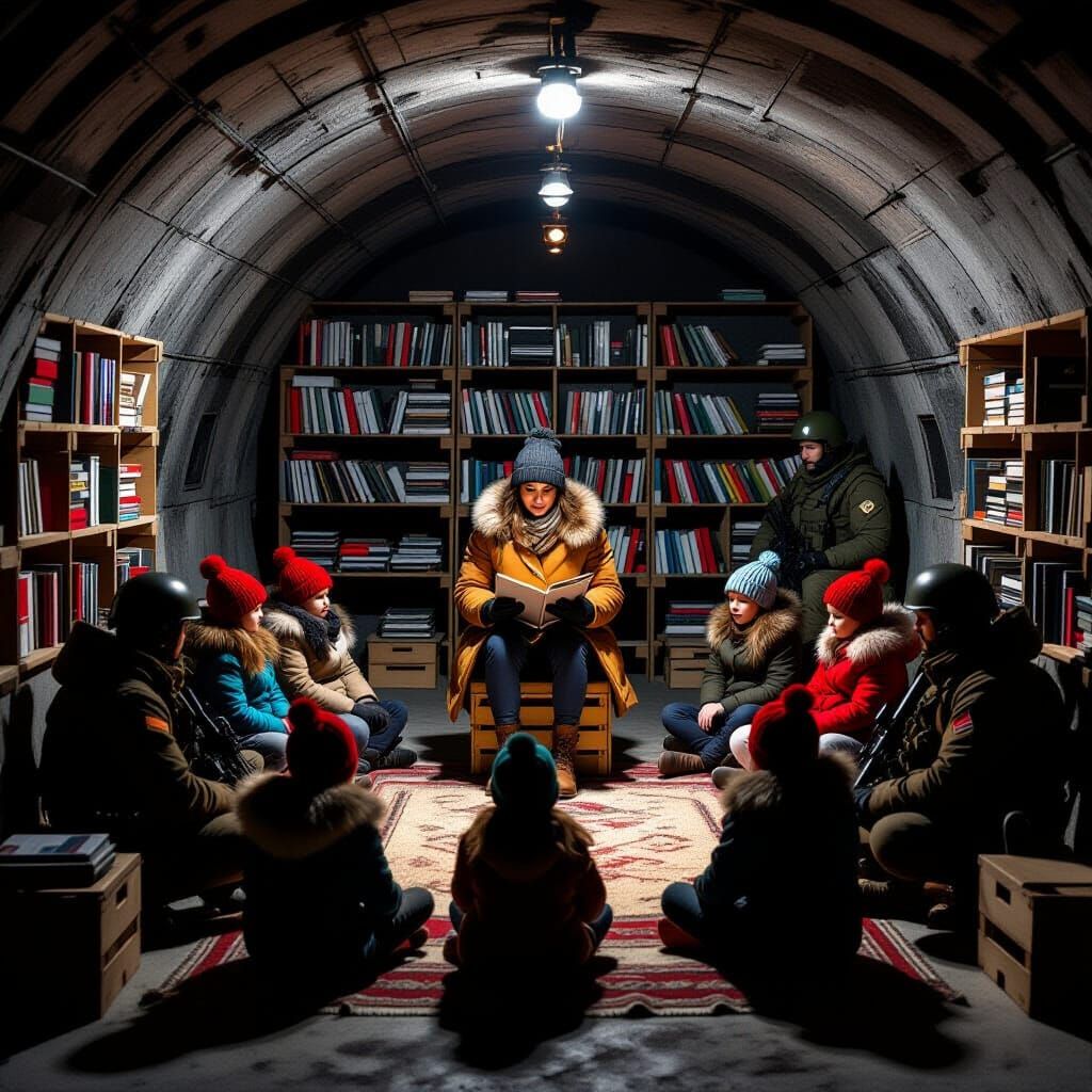 Apocalyptic Bunker Schoolhouse: A Cinematic Film Still