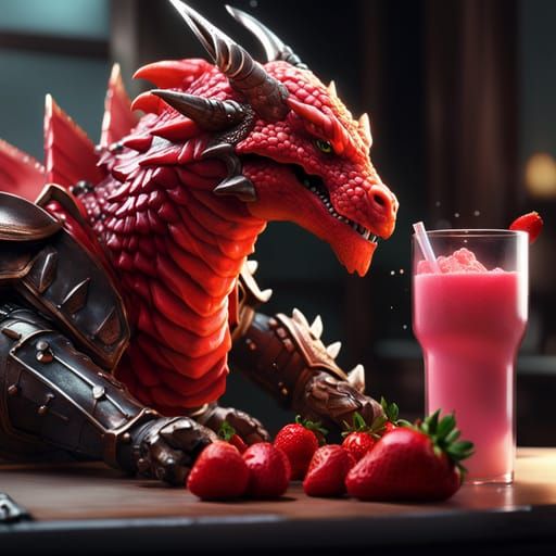 Dragon Drinking Strawberry Slushie 2 [SDXL 0.9]