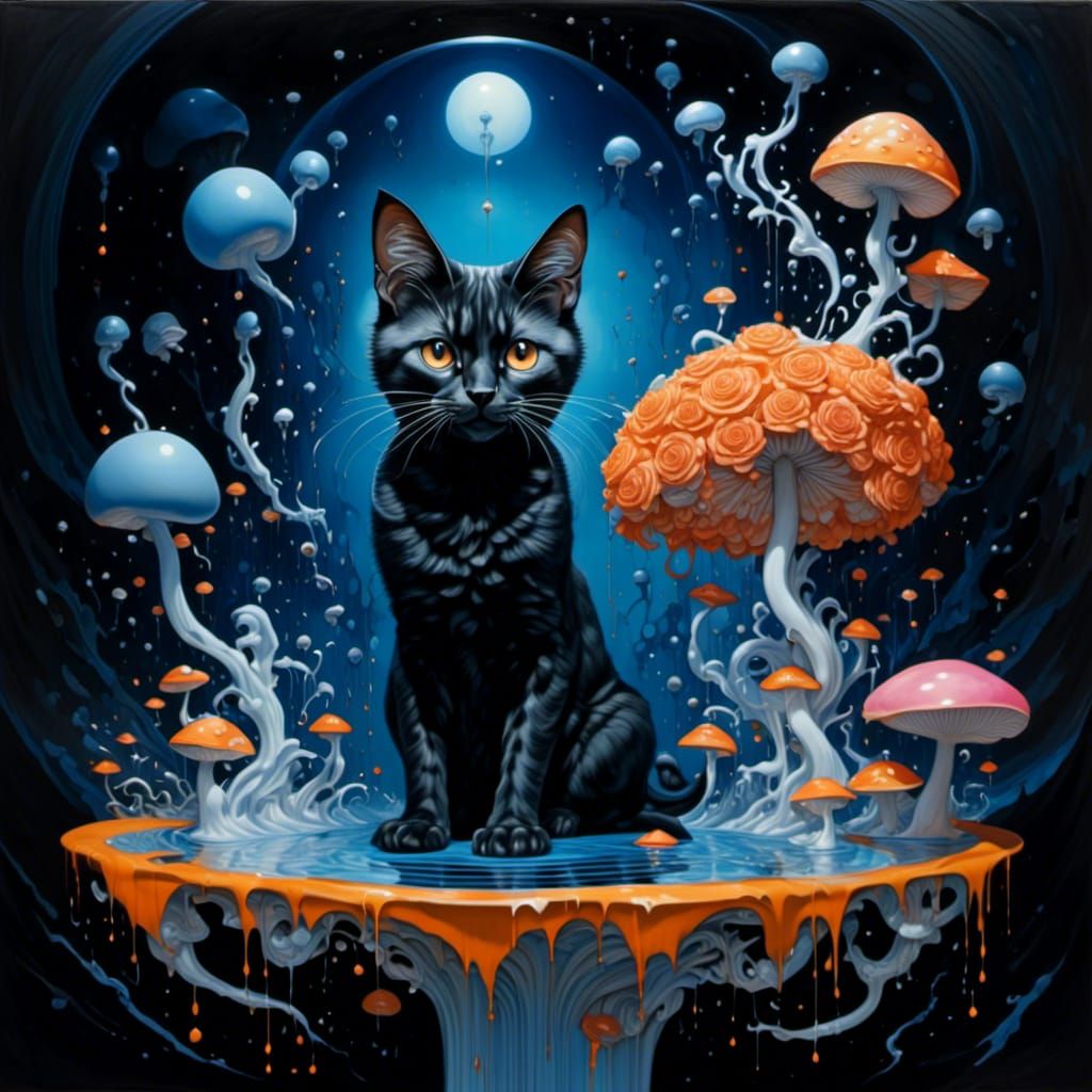 Surreal Alien Cat in a Psychedelic Mindscape