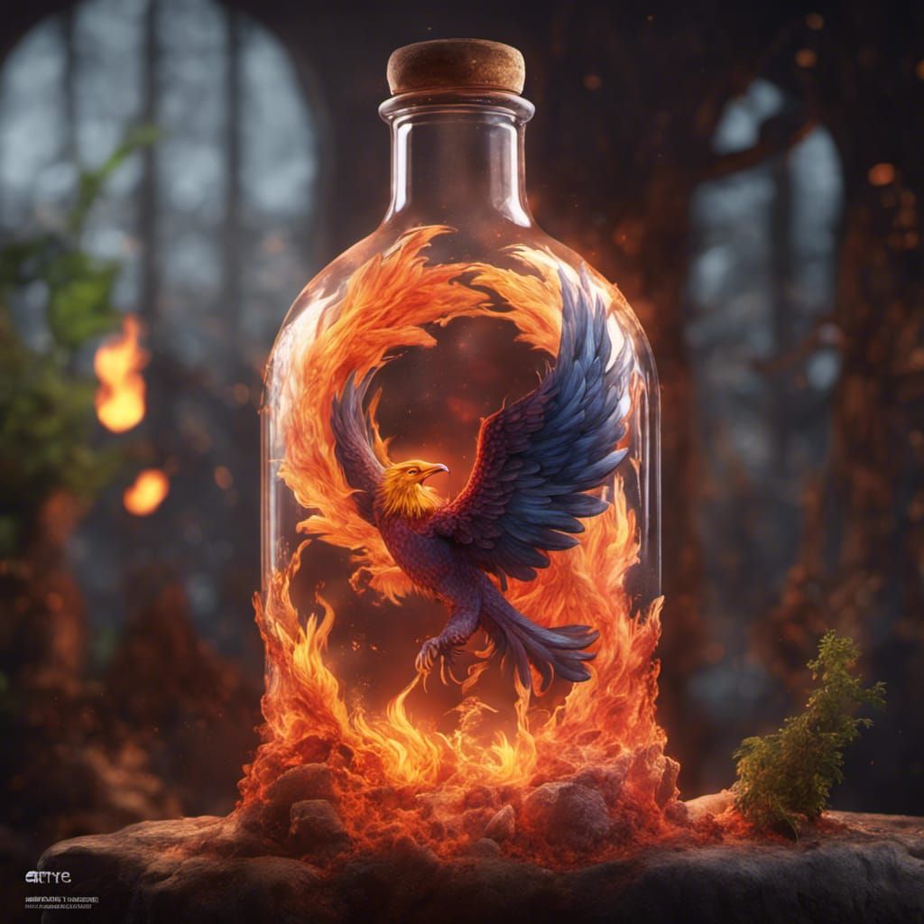 Phoenix Rising Inside Bottle Terrarium