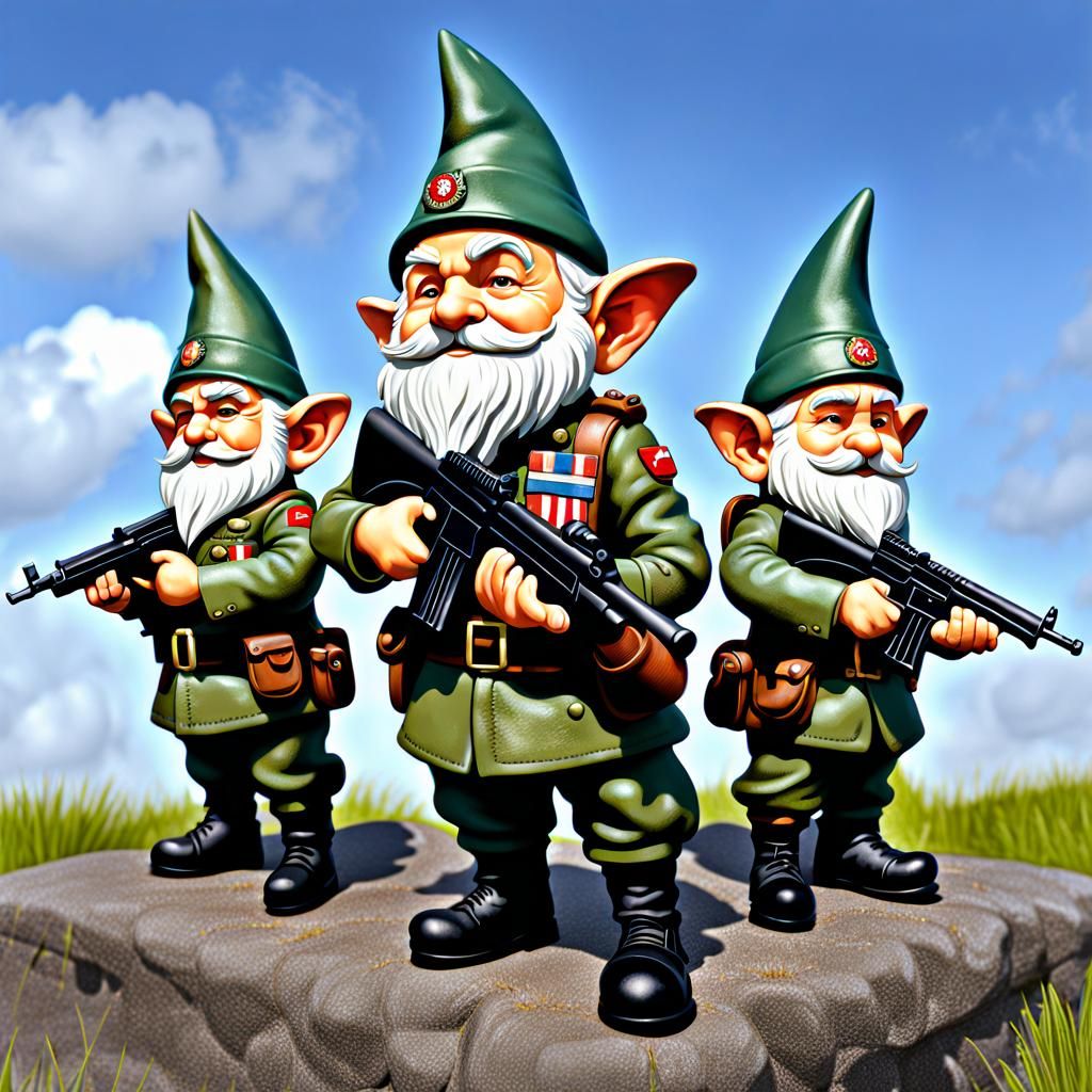 SAS Gnomes with Accurate Uniforms and Guns